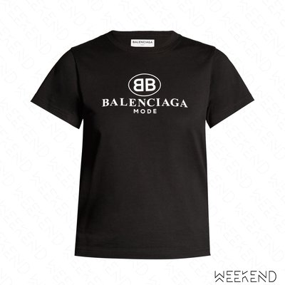 【WEEKEND】 BALENCIAGA 巴黎世家 BB Mode 印圖 短袖 T恤 上衣 黑色 18春夏新款