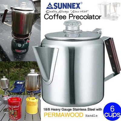 【露營趣】新店桃園 CAMP LAND SUNNEX RV-ST270-6 六杯份不鏽鋼美式咖啡煮壺 (滴煮式) 咖啡壺