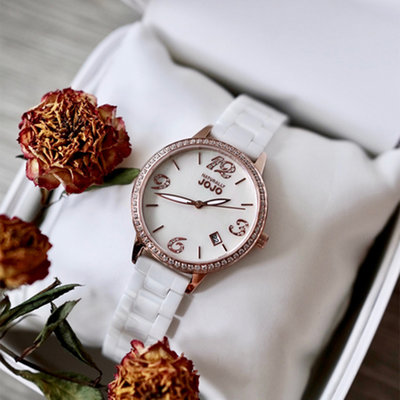 【時光鐘錶公司】NATURALLY JOJO JO96968-80R 白面玫瑰金殼白陶瓷帶 閃耀水鑽數字陶瓷腕錶 女錶