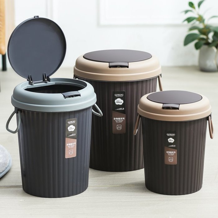 現貨-垃圾桶帶蓋廚房家用客廳輕奢廁所衛生間簡約衛生桶帶蓋子紙簍圓桶| Yahoo奇摩拍賣