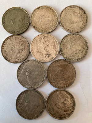 10枚德國興登堡2馬克銀幣錢幣 收藏幣 紀念幣-13192【國際藏館】