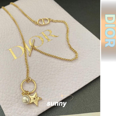 【SUNNY 二手】Dior 迪奧21新款圓環鏤空星星吊墜項鏈珍珠吊墜頸鏈鎖骨鏈