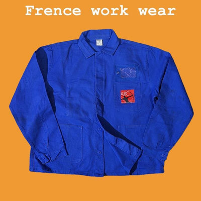 法式工裝古著vintage經典三袋款印花寬松廓形法國工作夾克