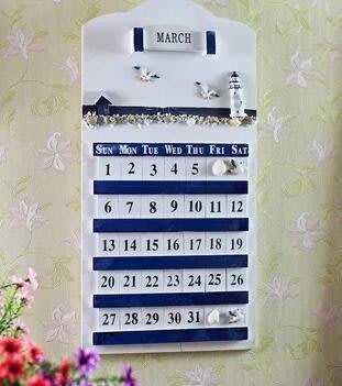 歐式  木頭製地中海海洋大海月曆日期日曆製品萬年曆牆上掛版壁飾室內飾品裝飾禮品  840A