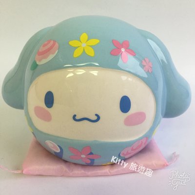 [Kitty 旅遊趣] 大耳狗 存錢筒 撲滿 陶瓷存錢桶 達摩 藍色 裝飾品 擺飾品 禮物