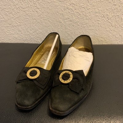 義大利手工製作Joan&amp;David 超優雅高貴 黑色麂皮包鞋(6.5）