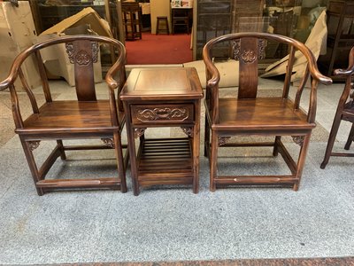 華興仿古家具(中和)明式(圈椅)三件組.公婆椅.太師椅*雞翅木三件長約175(可搭配5件組)椅墊另計價