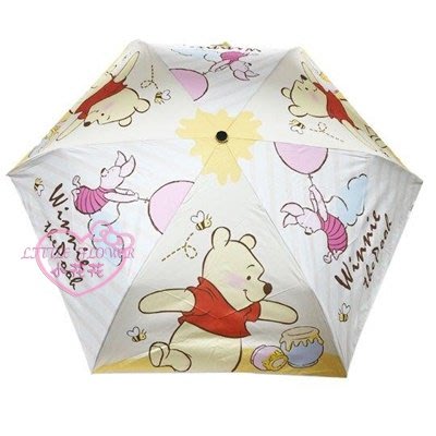 ♥小花花日本精品♥ 迪士尼 小熊維尼 折疊雨陽傘 抗UV折傘 三折雨傘 陽傘 ~3