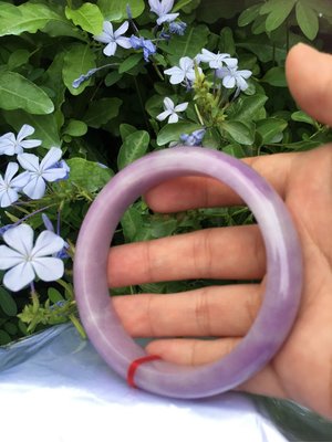 A+天然 紫羅蘭 翡翠玉鐲～紫翡翠玉～窄版～《瑞紫3款》～手圍19號（舒服），手圍19.5號（合手），內徑60mm寬13厚8mm，藍雪花合影！～［熊寶貝珠寶］～