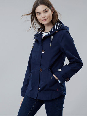 Miolla 英國品牌 Joules 海軍深藍色藍白條紋內裏白圈扣防水防風透氣外套