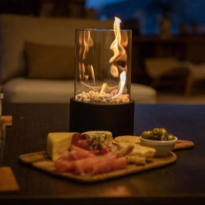 精品酒精壁爐溫暖取暖器真火法式浪漫火光小型酒精燈室內桌面裝飾圓形