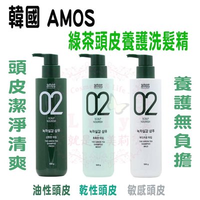 [現貨正品 ] 韓國 AMOS 沙龍級 綠茶 頭皮養護 洗髮精 500g 油性 乾性 中性 敏感頭皮
