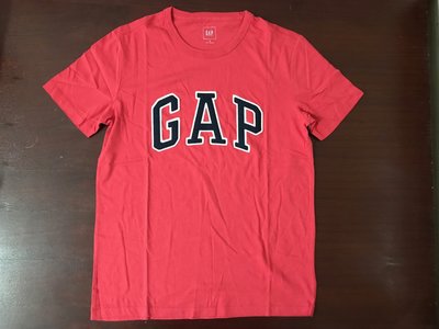 【天普小棧】GAP Logo Crewneck T-Shirt圓領短袖純棉T恤棉T貼布logo紅色S/M號 現貨抵台