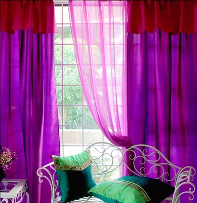 泰式窗戶飄窗印度異域風情窗簾成品臥室客廳半遮光紫色玫紅定制