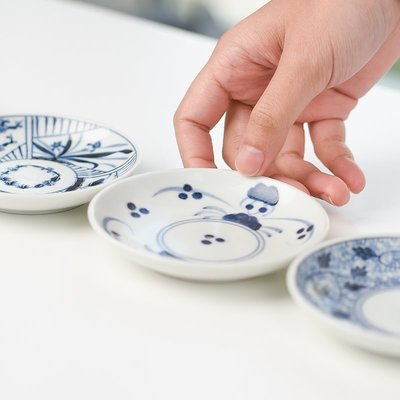 日本進口波佐見燒名古藍蘸料小碟骨碟盤日料餐具創意家用陶瓷餐盤
