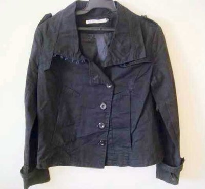 黑色長袖斜扣不對稱設計牛仔外套西裝外套個性帥氣騎士風夾克風衣