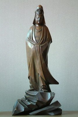 【五輪塔】典藏佛教藝術文物『卍日式觀音(銅精制) 卍』尺寸約:高56(cm)