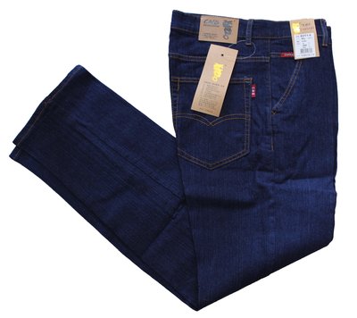 牛仔褲大王 5211-6 藍色彈性伸縮牛仔工作褲 伸縮直筒褲 斜口袋中直筒牛仔褲 M~5L