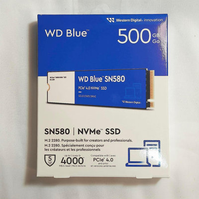 [急售!!]WD 藍標 SN580 500G M.2 PCIe 4.0 NVMe SSD，原廠保固：20281027