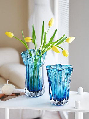 克萊因藍色琉璃花瓶玻璃擺件客廳插鮮花水養北歐創意餐桌輕奢干花台北有個家