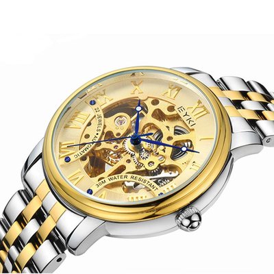 新款手錶女 百搭手錶女EYKI艾奇手錶新款時尚潮流自動韓版商務鏤空手錶復古機械鋼帶男錶