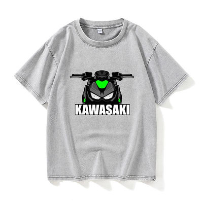 Kawasaki川崎忍者H2機車摩托車T恤短袖休閑衣服女男圓領大碼寬松