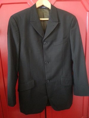【KENZO】黑色純羊毛(含毛海)西裝外套 46號