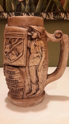 【波賽頓-歐洲古董拍賣】歐洲/西洋古董 德國早期 19世紀 大型慶典圖騰大型啤酒杯(25×18x14cm)