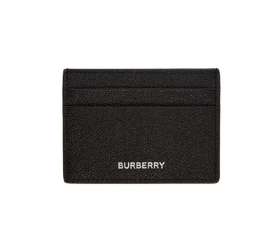 [全新真品代購] BURBERRY 黑色 燙銀LOGO 粒面皮革 信用卡夾 / 名片夾