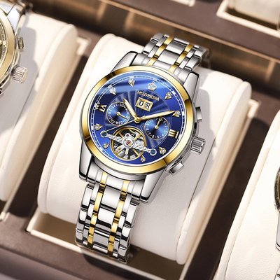 熱銷 手錶腕錶歐綺娜直播同款手錶男士時尚腕錶商務多功能鏤空陀飛輪機芯機械錶