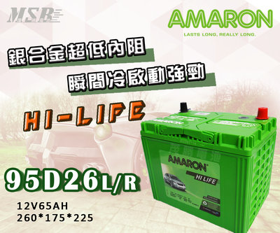 【茂勝電池】AMARON 95D26L 95D26R 愛馬龍 印度製 銀合金 容量加大 高效能 電瓶 Sienna 適用