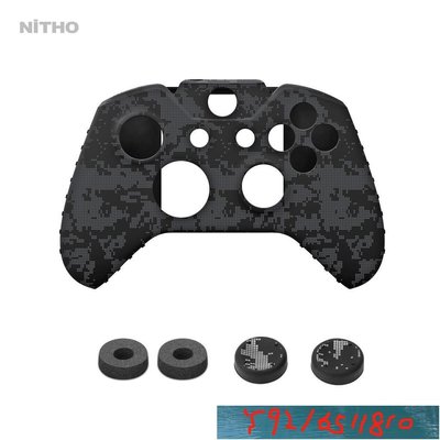 【NiTHO】耐托 Xbox One S/X 迷彩手把套組/含防滑類比搖桿套/搖桿海綿圈 (搖桿帽 橡膠 保護套) Y1810