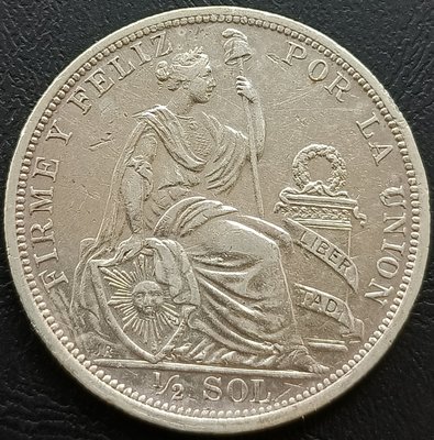 秘魯   1915年        1/2索爾     銀幣(90%銀)     1382