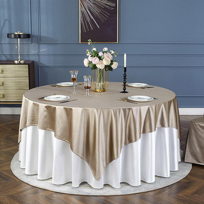 桌布輕奢高級感酒店雙層大圓桌桌布飯店餐桌布純色桌布桌墊定製