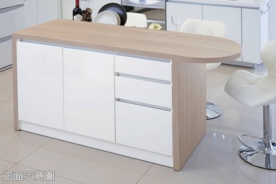 【生活家傢俱】HJS-703-3：艾美爾橢圓形5.5尺系統中島-A款【台中家具】餐桌 櫥櫃 餐櫃 高腳桌 系統家具 台灣