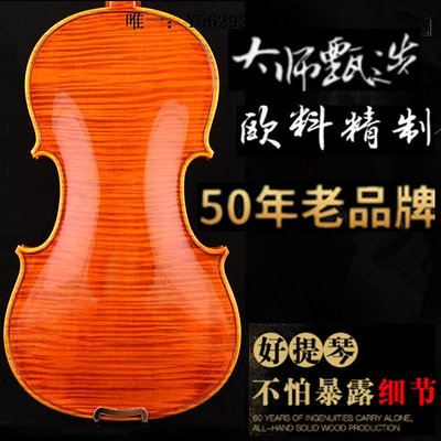 小提琴純手工獨板演奏級專業級 成人樂器 油性漆 歐料花紋小提琴手拉琴