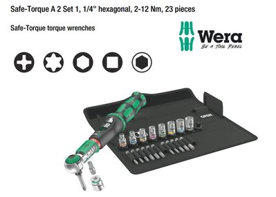 德國【WERA】Safe-Torque A 2 扭力扳手组 1，1/4″内六角，2-12 Nm, 23件