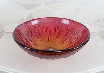 FUO衛浴:42x42公分 琉璃工藝 彩繪藝術強化玻璃碗公盆 (BW233) 期貨!