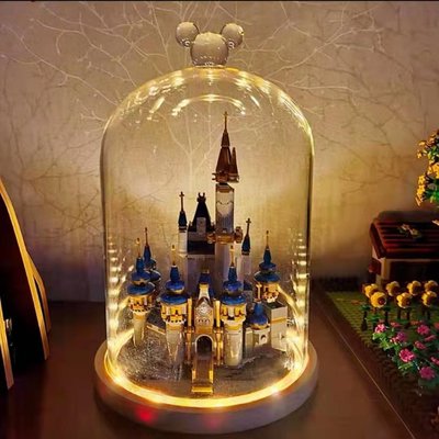 現貨 擺件玻璃罩適用樂高40478迪士尼迷你城堡米奇燈光玻璃防塵罩情人節禮物擺件新款 可開發票