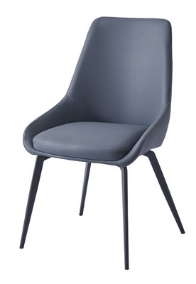 【風禾家具】GF-477-12@CL工業風金屬腳藍灰色皮餐椅【台中市區免運送到家】書椅 工業風餐椅 休閒椅 皮餐椅 傢俱