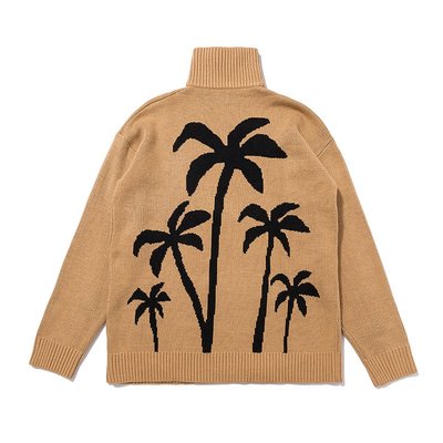 【POP】Palm Angels棕櫚天使2020新品嵌花針織棕樹高領套頭休閑針織毛衣
