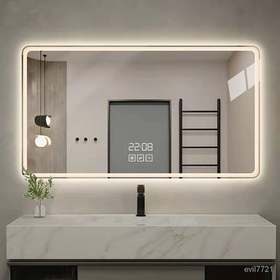 LED浴室鏡觸摸壁掛鏡衛生間自粘免打孔化妝鏡子批發 GGNW
