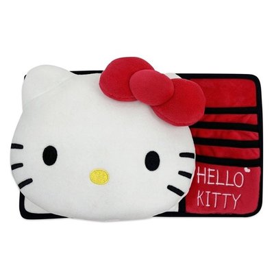 【優洛帕-汽車用品】Hello Kitty 經典絨毛系列 立體大頭造型 遮陽板套夾 收納置物袋 PKTD017W-03