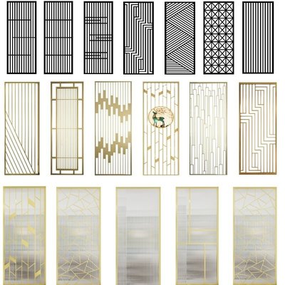 現貨熱銷-簡約鐵藝玻璃隔斷不銹鋼屏風北歐客廳擋板辦公室裝飾玄關鏤空格柵爆款