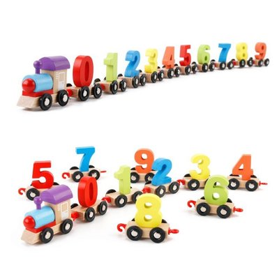 數字小火車積木玩具兒童益智拼裝拼插男孩周歲1~6歲