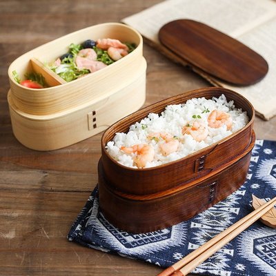 雙層木飯盒日本便當盒手工天然木製水果壽司盒餐具碗食品容器 滿599免運