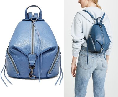 全新 Rebecca Minkoff 美國正品 Medium Julian Backpack 天藍色 銀釦流蘇牛皮後背包