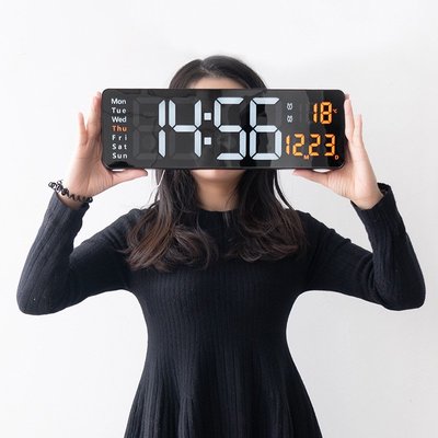 希希百貨電子鐘大屏數位萬年曆掛牆電子錶客廳家用壁掛數字時鐘大屏功能顯示時鐘數字鐘錶客廳led壁掛鐘時間溫度顯示器