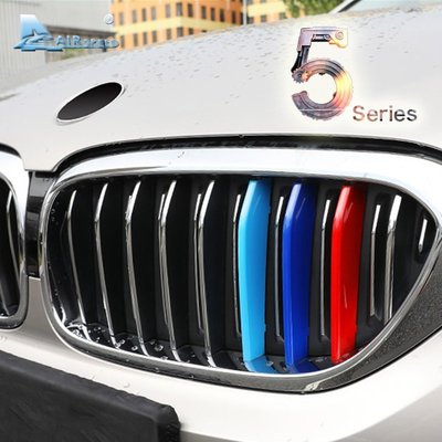 BMW 寶馬5系E60 F10 F07 5GT G30 G38 汽車水箱罩 中網三色卡扣 豬鼻子三色卡扣裝飾條 中網改裝-飛馬汽車
