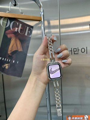 【熱賣精選】手錶錶帶 BOLIN|iwatch蘋果手錶6代金屬鏈條式錶帶鑲鉆小香風簡約40mm